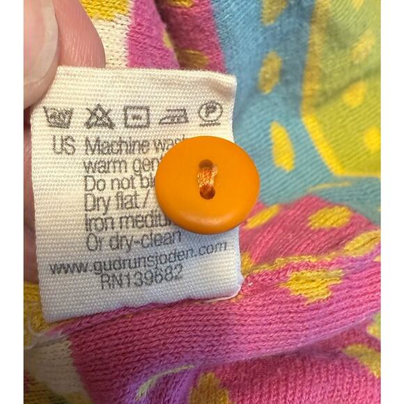 Gudrun Sjödén Size M Cardigan Yellow Pink Green Cottagecore Feminine Lightweight - Picture 8 of 11